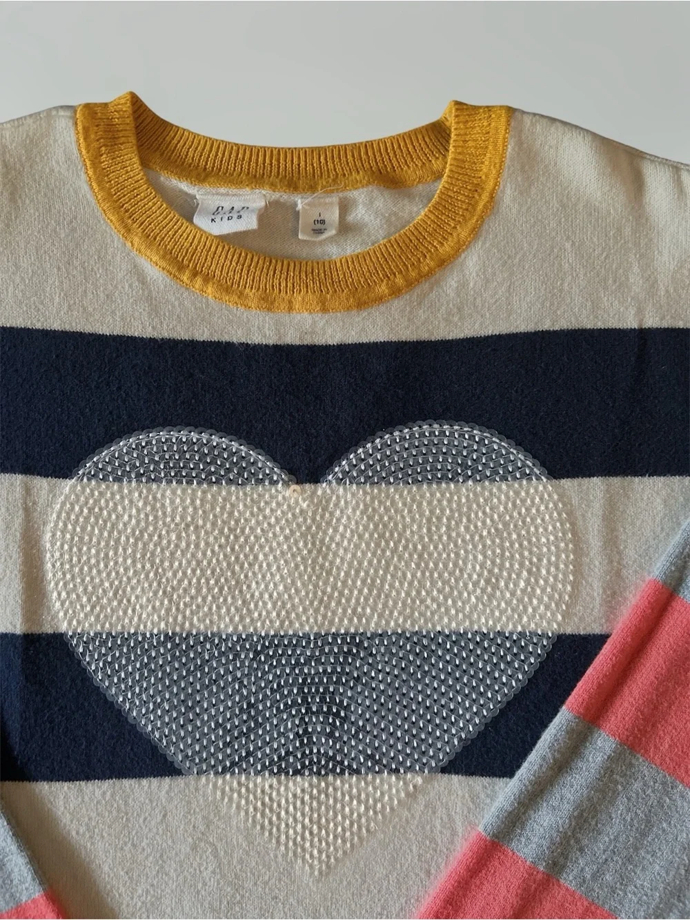 GAP Kids Girls Striped Heart Sweater L 10